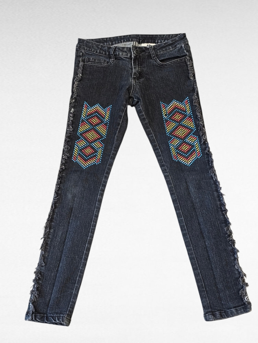 UNIF Tribal Fringe Santa Fe Black Skinny Jeans Size 26